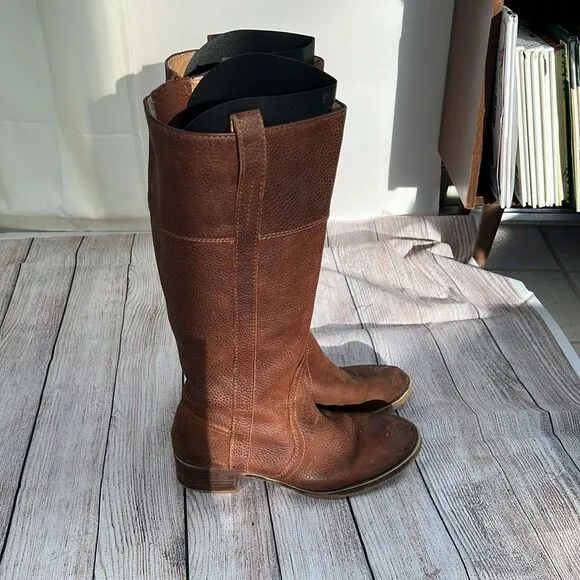 Lucky Brand Hibiscus Camel Leather Riding Boot Women’s Size 8.5