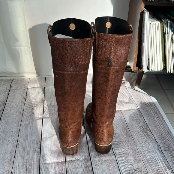 Lucky Brand Hibiscus Camel Leather Riding Boot Women’s Size 8.5