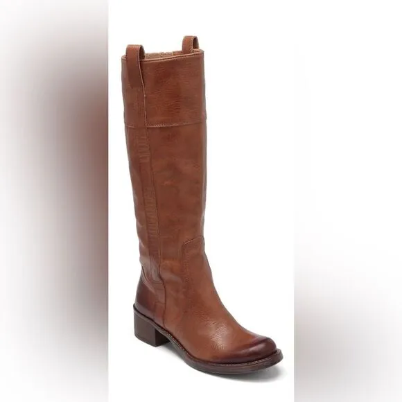 Lucky Brand Hibiscus Camel Leather Riding Boot Women’s Size 8.5