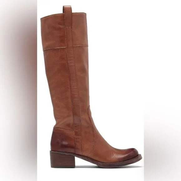 Lucky Brand Hibiscus Camel Leather Riding Boot Women’s Size 8.5
