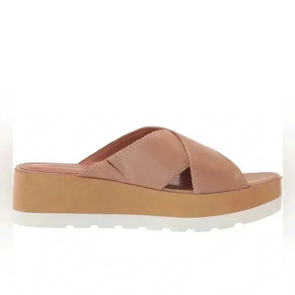 Lucky Brand Vebony Leather Padded Insole Platform Sandals (Tan) Cortado