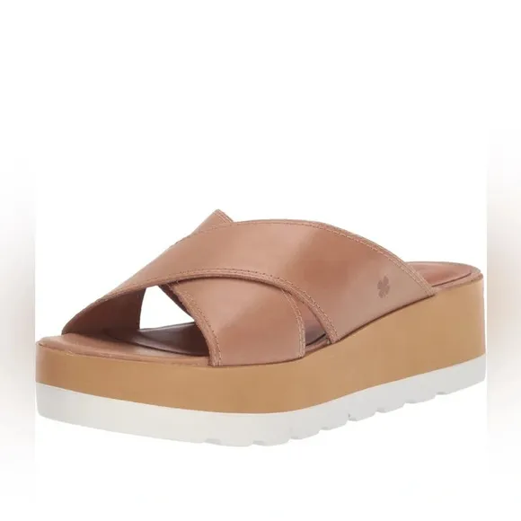 Lucky Brand Vebony Leather Padded Insole Platform Sandals (Tan) Cortado