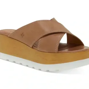 Lucky Brand Vebony Leather Padded Insole Platform Sandals (Tan) Cortado