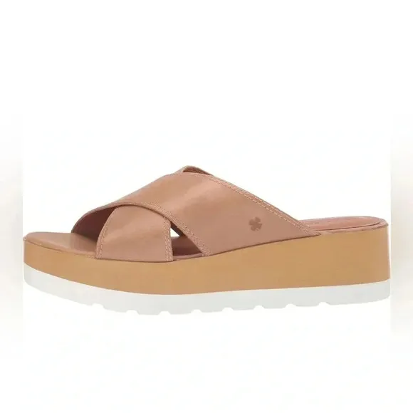 Lucky Brand Vebony Leather Padded Insole Platform Sandals (Tan) Cortado