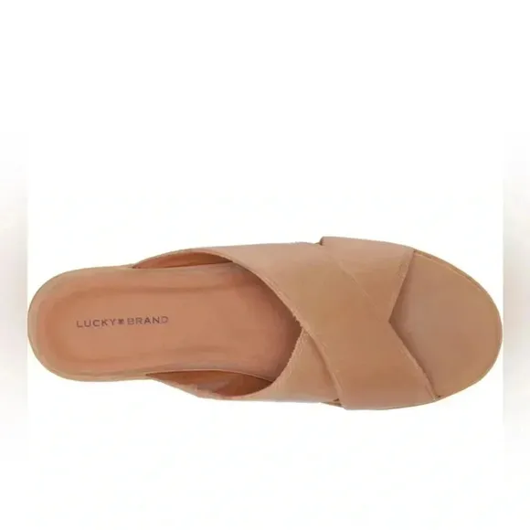 Lucky Brand Vebony Leather Padded Insole Platform Sandals (Tan) Cortado