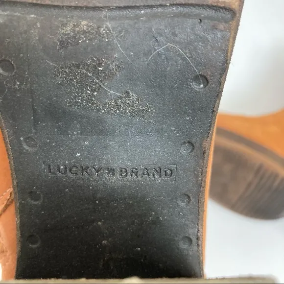 Lucky Brand Women’s Orenza Leather Chunky Heel Buckle Boots 8.5