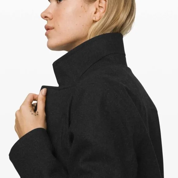 Lululemon Roam Far Wool Coat Heathered Black / Black - Size 8
