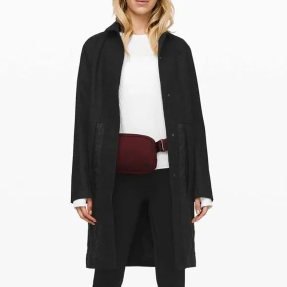 Lululemon Roam Far Wool Coat Heathered Black / Black - Size 8