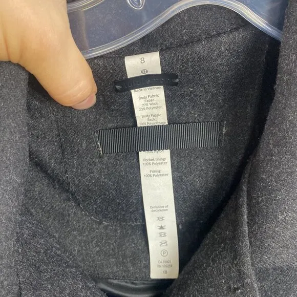Lululemon Roam Far Wool Coat Heathered Black / Black - Size 8