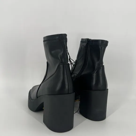 Madden Girl Square Toe Chunky Platform Faux Leather Sock Boots