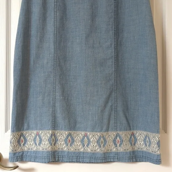 Madewell Boho Embroidered Chambray Oversized Short Sleeve Mini Tunic Dress Small