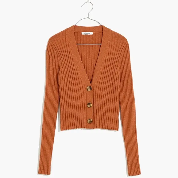 MADEWELL Brenville Crop Cardigan Sweater In Heather Caravan