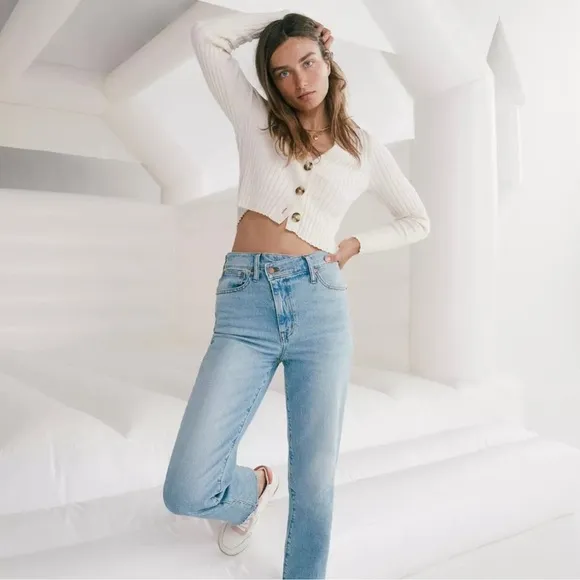 MADEWELL Brenville Crop Cardigan Sweater In Heather Caravan