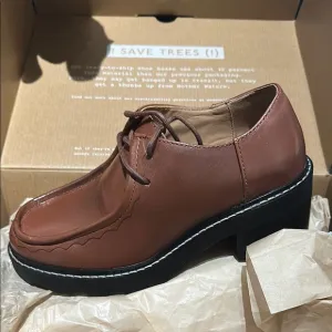 Madewell Brown Heeled Boots with Black Platform Sole