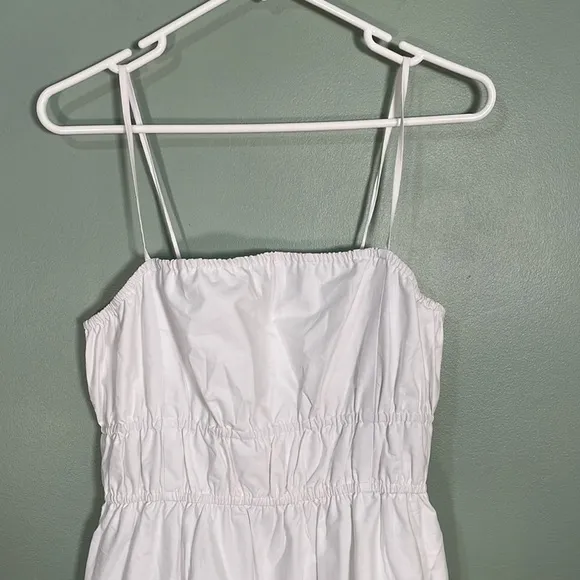 Madewell Embroidered Tank Midi Dress in Poplin White Size 6 NWT