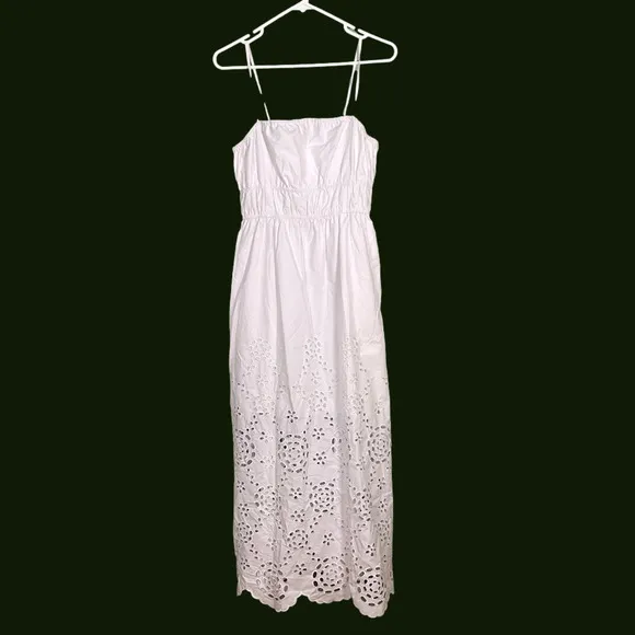 Madewell Embroidered Tank Midi Dress in Poplin White Size 6 NWT