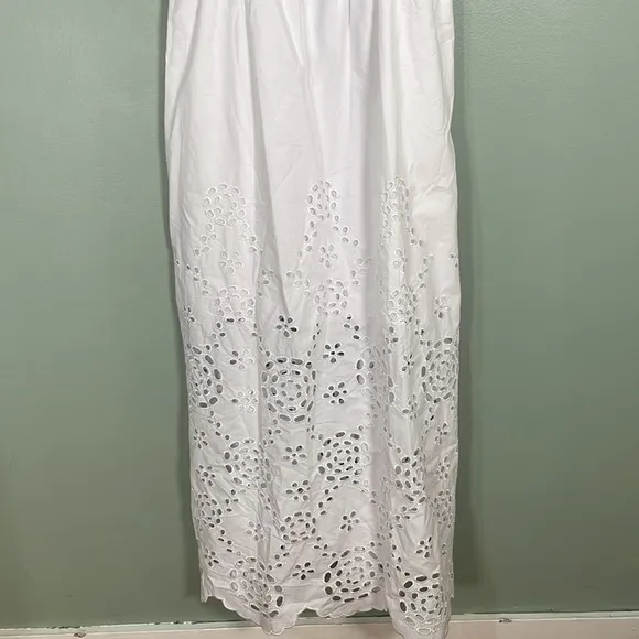 Madewell Embroidered Tank Midi Dress in Poplin White Size 6 NWT