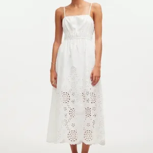 Madewell Embroidered Tank Midi Dress in Poplin White Size 6 NWT