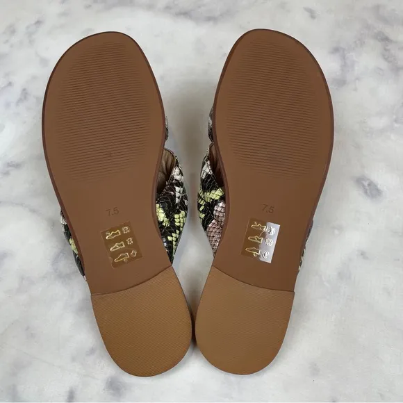 Madewell Skyler Snake Embossed Leather Slide Sandals NWOB