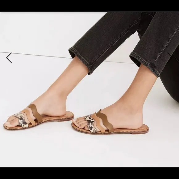 Madewell Wavy Sandals in Snake Embossed Leather