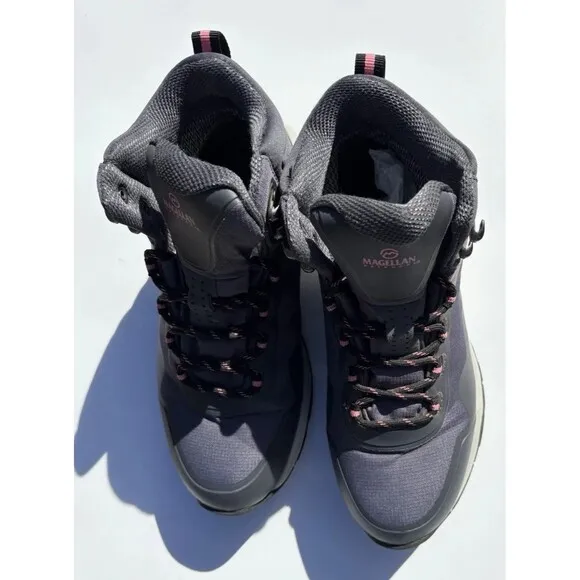 Magellan Outdoors 167566 Waterproof Hiking Boots Gray &amp; Pink Woman’s Size 8.5 B