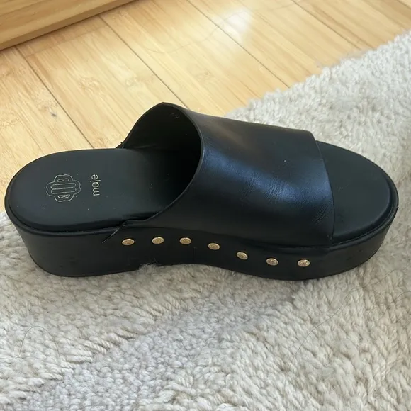 MAJE platform studded black leather sandals US 8