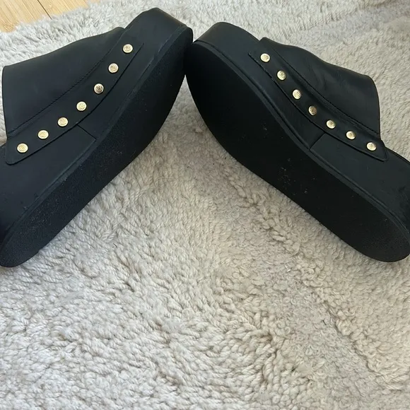 MAJE platform studded black leather sandals US 8