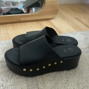 MAJE platform studded black leather sandals US 8