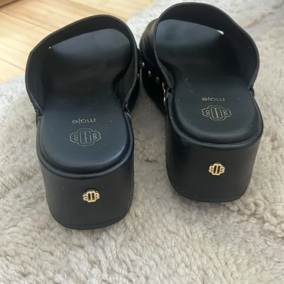 MAJE platform studded black leather sandals US 8