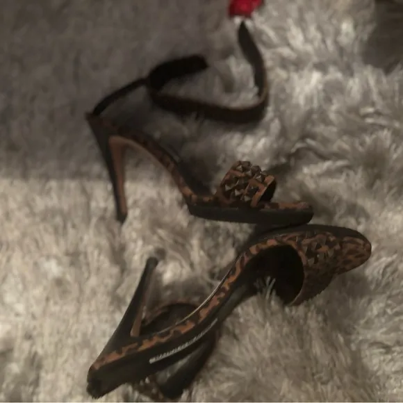 Manolo blahnik shoes animal print heels cuff ankle dress shoes studded sandals