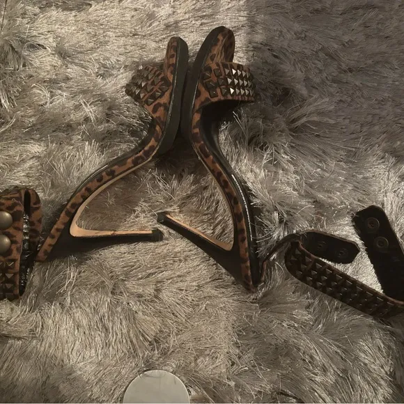 Manolo blahnik shoes animal print heels cuff ankle dress shoes studded sandals
