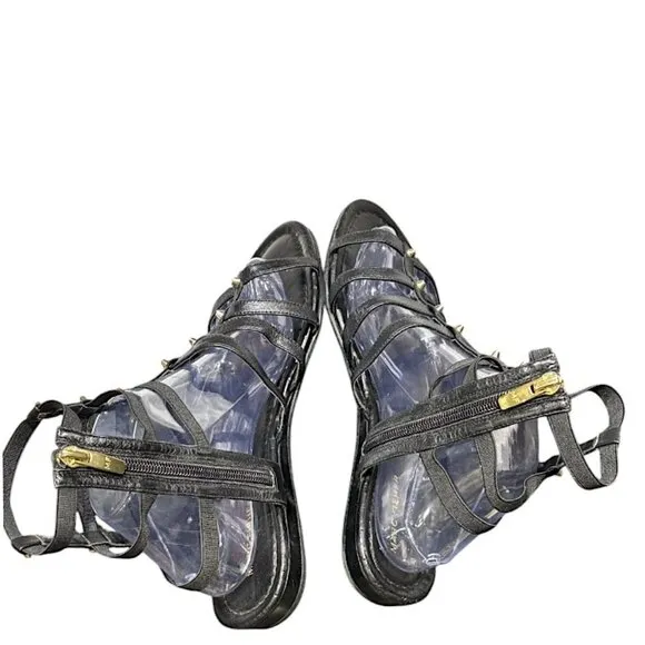Marc Fisher Black Gladiator Studded Sandals Size 10