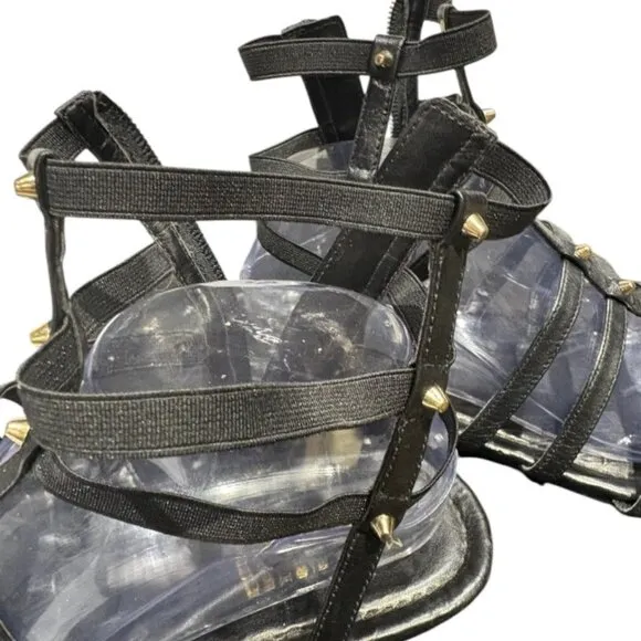 Marc Fisher Black Gladiator Studded Sandals Size 10