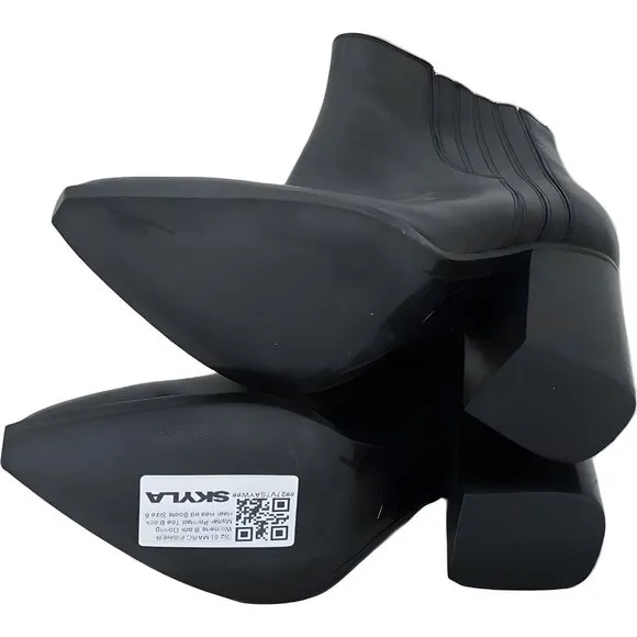 MARC FISHER Black Pointed Toe Block Heel Boots for Women Size 6