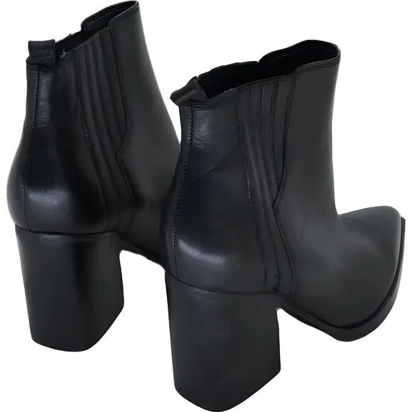 MARC FISHER Black Pointed Toe Block Heel Boots for Women Size 6
