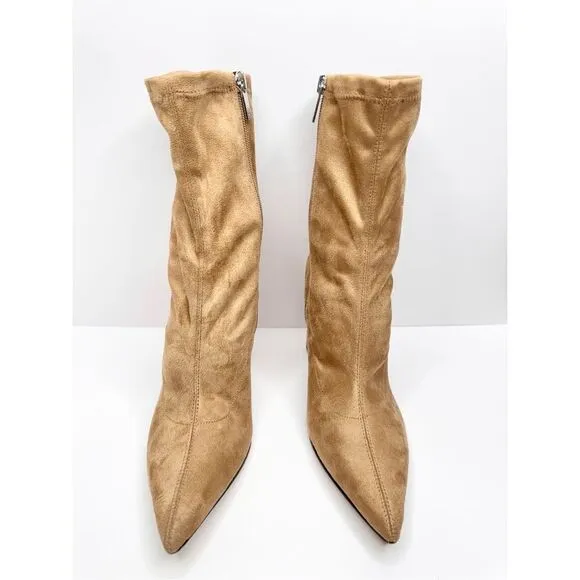Marc Fisher LTD Boots Womens Size 8 Tan Larry Pointed Toe Block Heel Ankle Boot