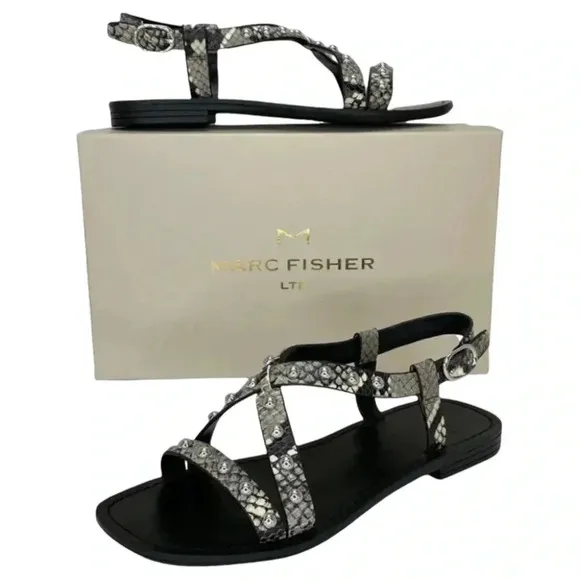 Marc Fisher LTD Fianna2 Snake Print Leather Studded Womens Sandals Size 6M