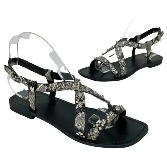 Marc Fisher LTD Fianna2 Snake Print Leather Studded Womens Sandals Size 6M