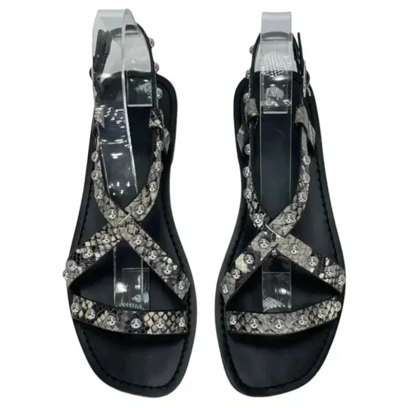 Marc Fisher LTD Fianna2 Snake Print Leather Studded Womens Sandals Size 6M