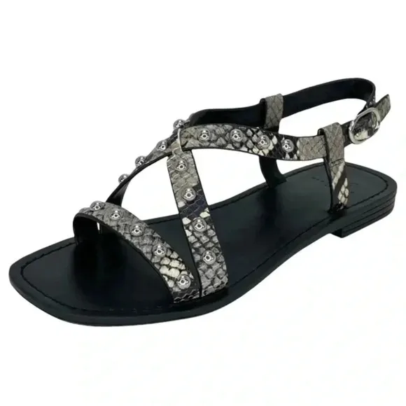 Marc Fisher LTD Fianna2 Snake Print Leather Studded Womens Sandals Size 6M