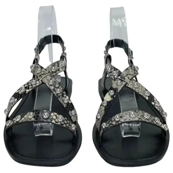 Marc Fisher LTD Fianna2 Snake Print Leather Studded Womens Sandals Size 6M