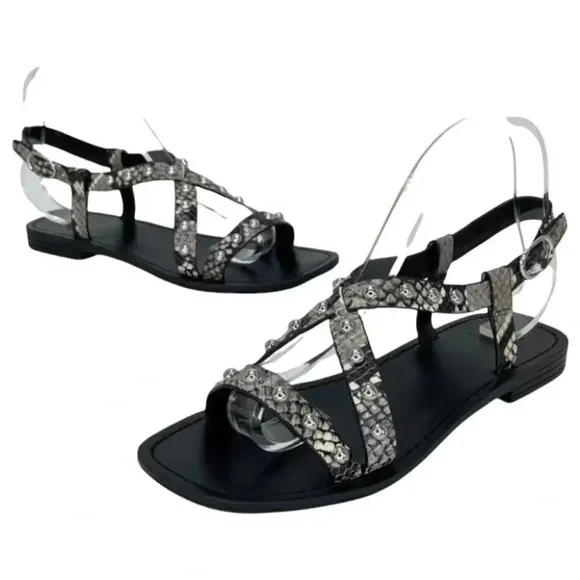 Marc Fisher LTD Fianna2 Snake Print Leather Studded Womens Sandals Size 6M