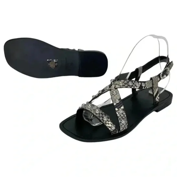 Marc Fisher LTD Fianna2 Snake Print Leather Studded Womens Sandals Size 6M