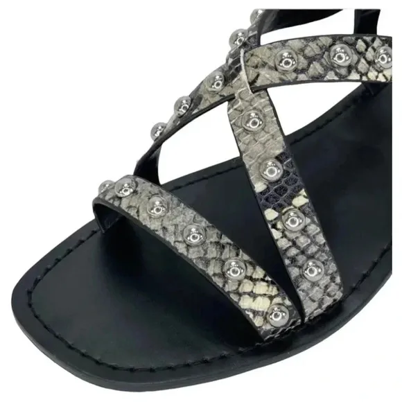 Marc Fisher LTD Fianna2 Snake Print Leather Studded Womens Sandals Size 6M
