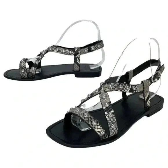 Marc Fisher LTD Fianna2 Snake Print Leather Studded Womens Sandals Size 6M