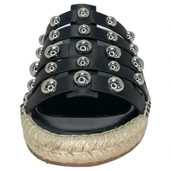 Marc Fisher LTD Womens Sandals 6.5M Tamie Black Leather Studded Slides