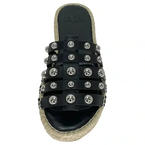 Marc Fisher LTD Womens Sandals 6.5M Tamie Black Leather Studded Slides