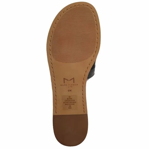 Marc Fisher NIB Studded Pava Leather Slip On Slides Sandals Black Size 6 Summer
