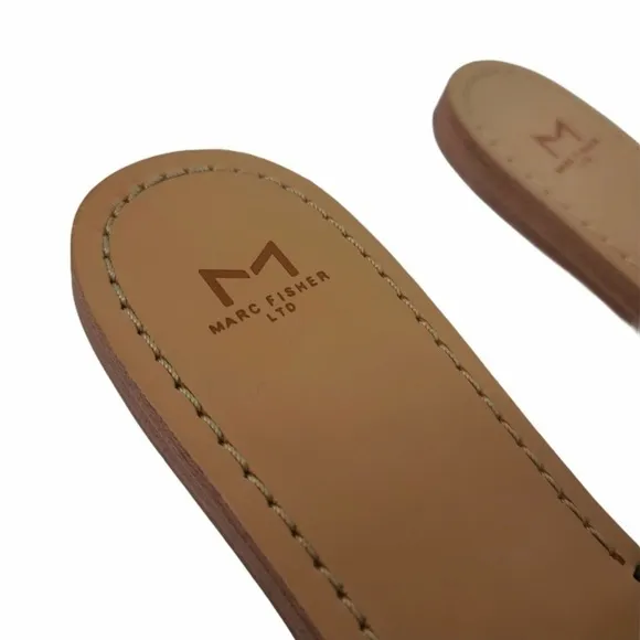 Marc Fisher NIB Studded Pava Leather Slip On Slides Sandals Black Size 6 Summer