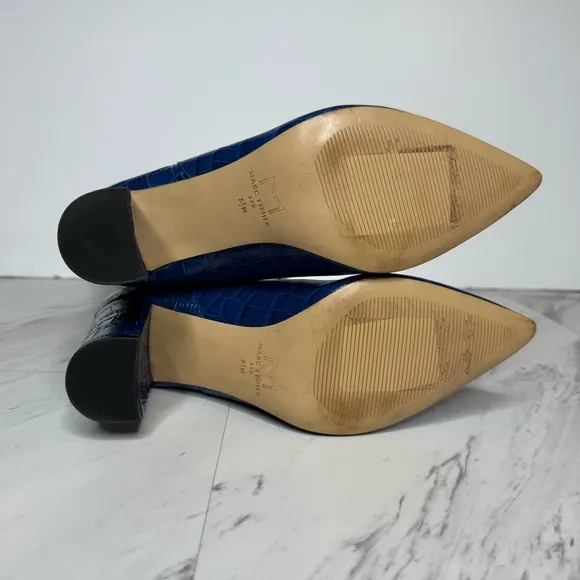 Marc Fisher Uday Blue Crocodile Leather Pointy Toe Tall Boot 8 1/2 M